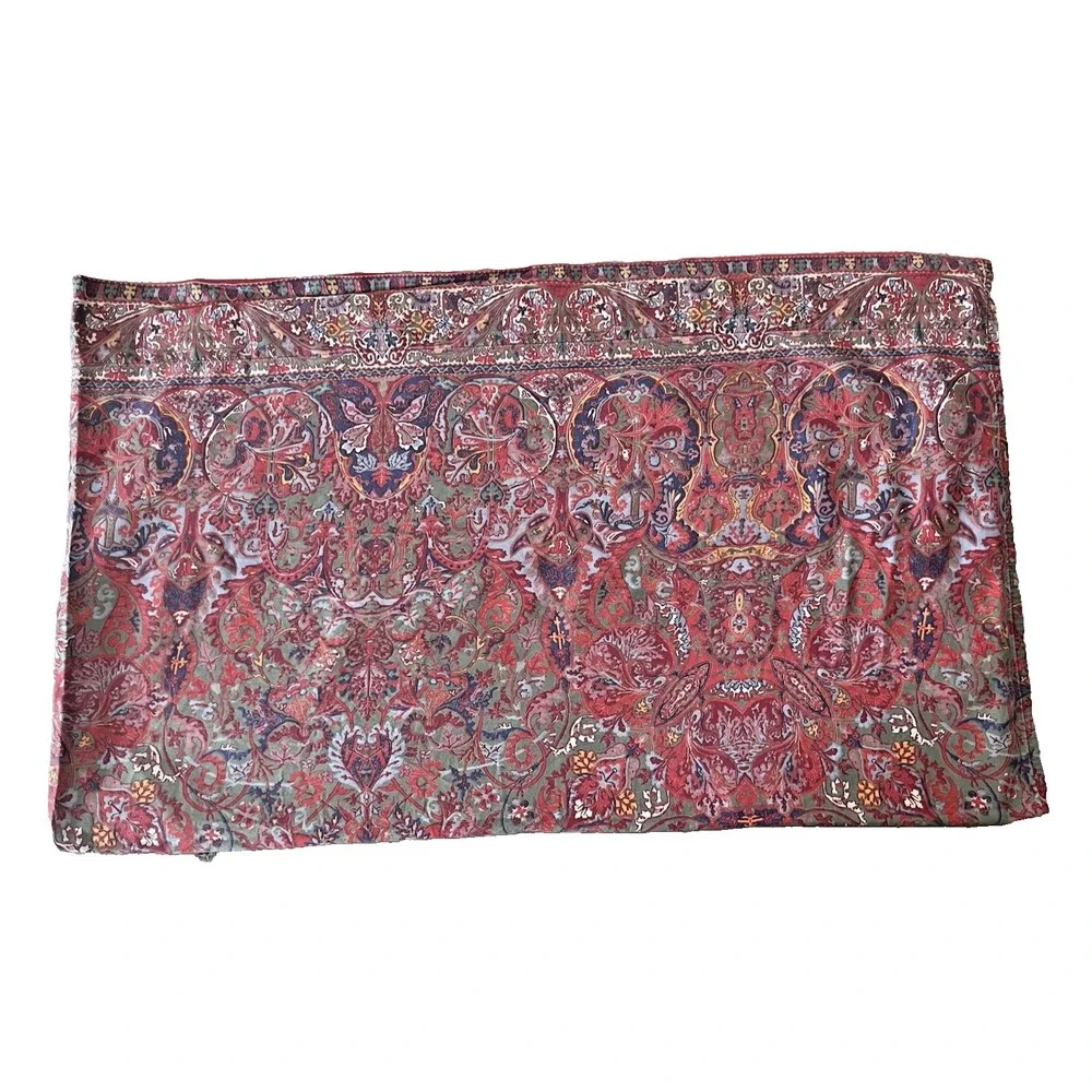 Vtg  Ralph Lauren Galahad Red QUEEN Flat Sheet Sateen Red Paisley